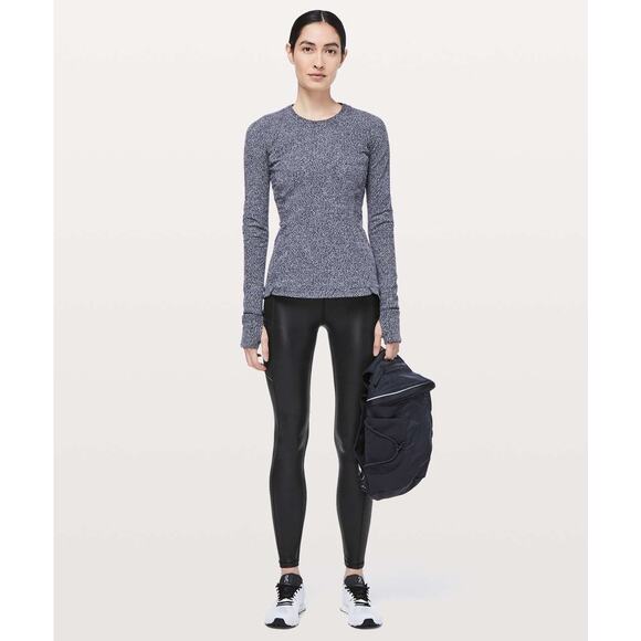 LULULEMON Speed Up Tight *Foil 28" Size 6 Luminosity Foil Print Black Black - Picture 2 of 8